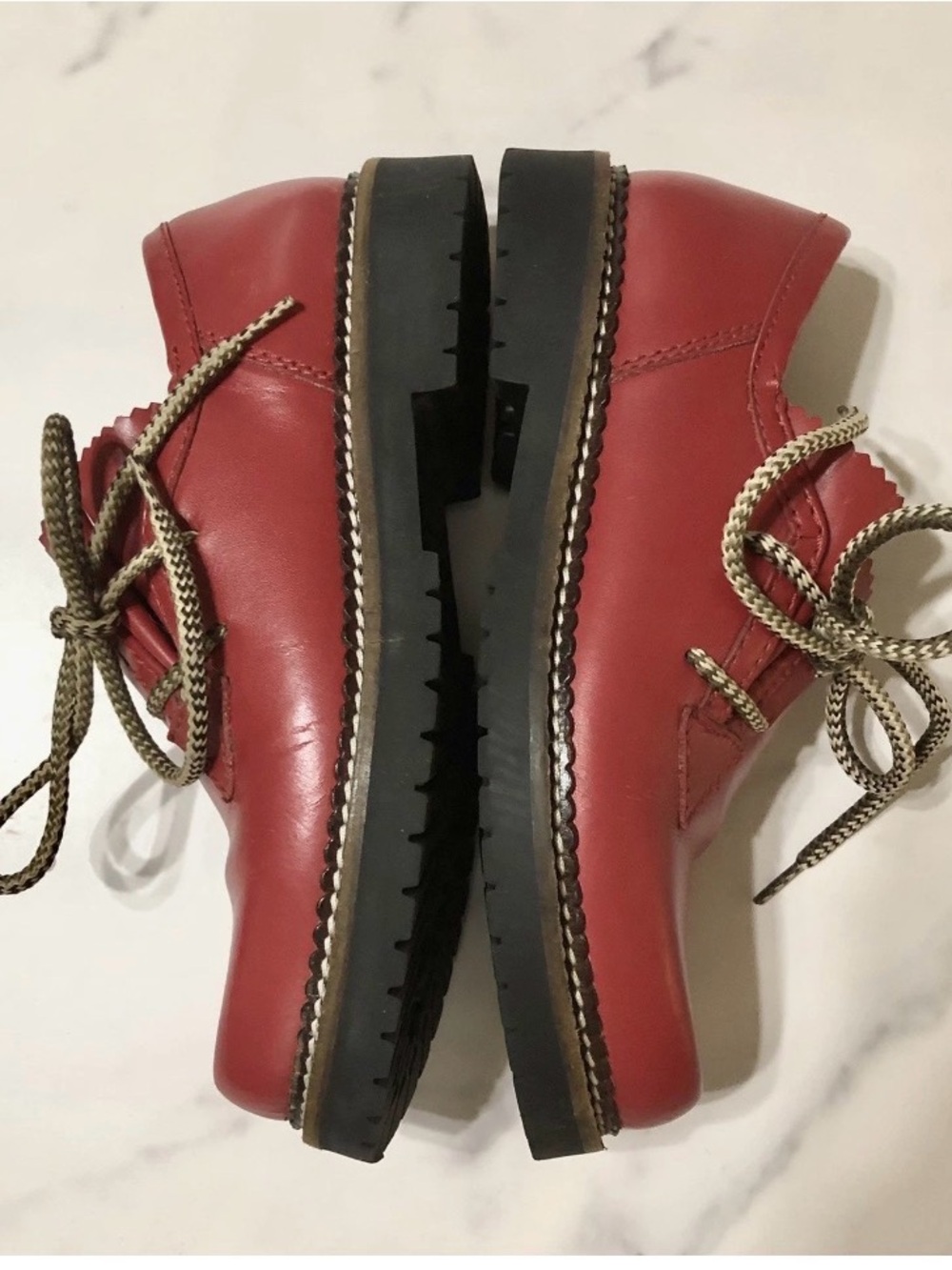 Spieth & Wensky Haferl Red Leather Loafer Rubber Sole Shoes German Sz 36 EU 6 US - Picture 8 of 9